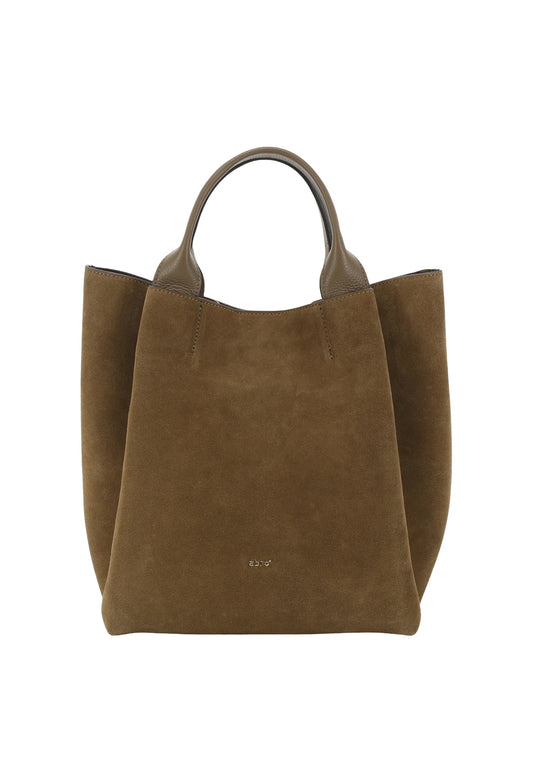 Sac shopping essential medium cuir suede dark military