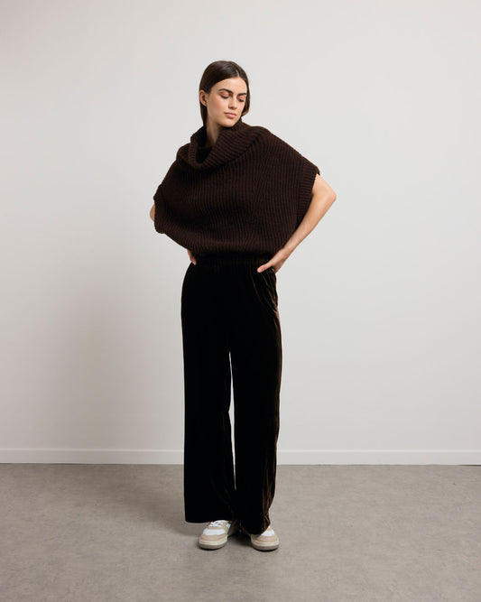 Pantalon long pierrot marron