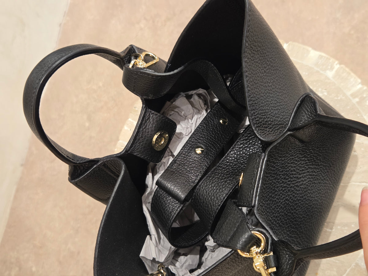 Sac shopping essential petit cuir agave noir