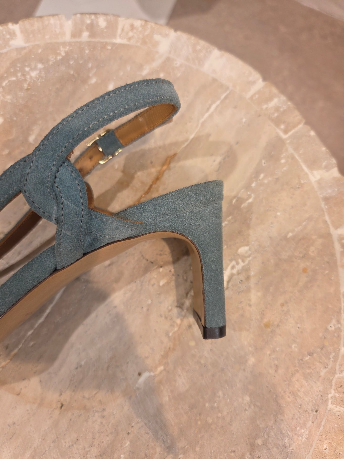Sandales n°599 cuir vert d'eau