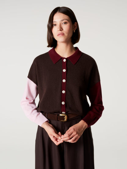 Gilet Majura fancy Marron/Bordeau/Rose