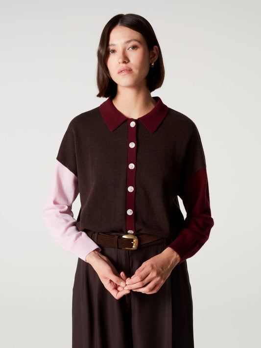 Gilet Majura fancy Marron/Bordeau/Rose