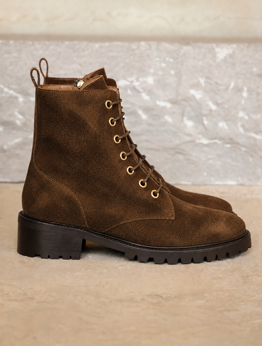 Bottines plates Lara marron suède