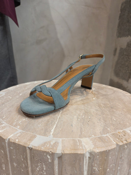 Sandales n°599 cuir vert d'eau
